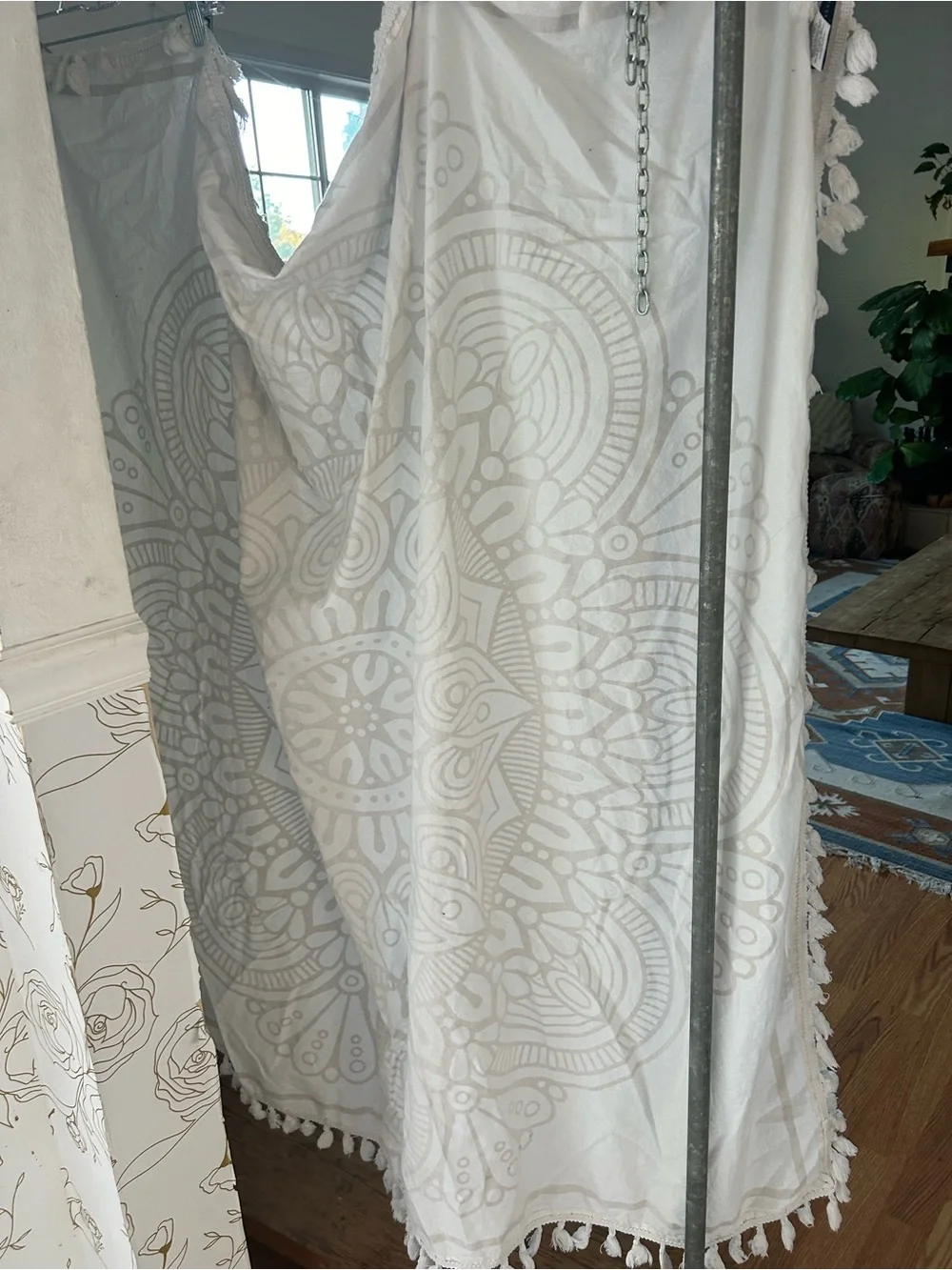 Pottery barn teen Boho Gold Mandala Wall Tapestry GUC throw cotton